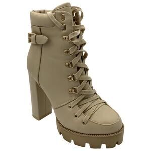 London Rag Women's Willow Heel Boots Beige - Medium